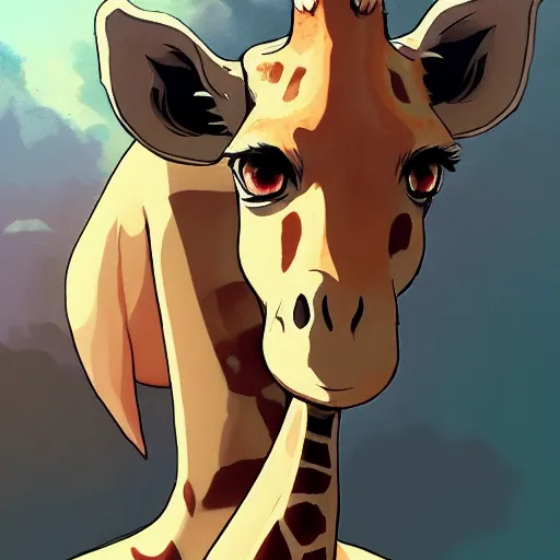 Prompt: a giraffe wearing a dress, illustration concept art anime key visual trending pixiv fanbox by wlop and greg rutkowski and makoto shinkai and studio ghibli and kyoto animation symmetrical facial features