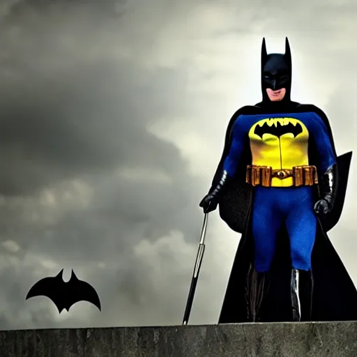 Prompt: still frame from upcoming blockbuster batman film with george washington as batman