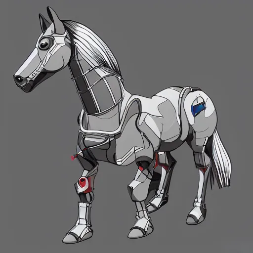 Prompt: cyborg horse, cel-shading, 4k