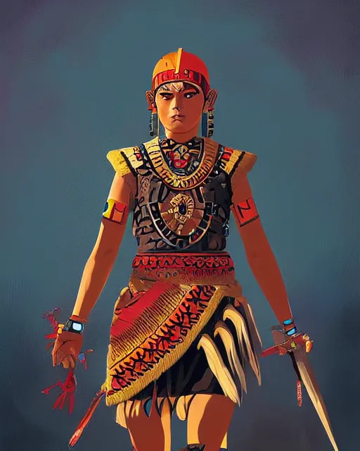 Image similar to aztec warrior, by ilya kuvshinov