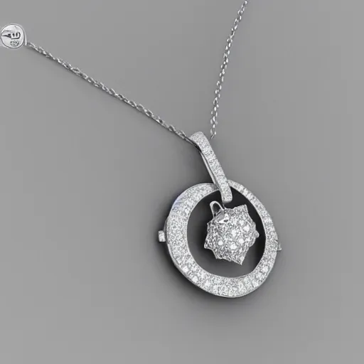 Image similar to a silver sagittarius constellation necklace pendant, 3 d rendering, in the style of pandora, tiffany, swarovski, van cleef & arpels, cartier, boucheron, bulgari, chaumet, elegant, noble, stylish