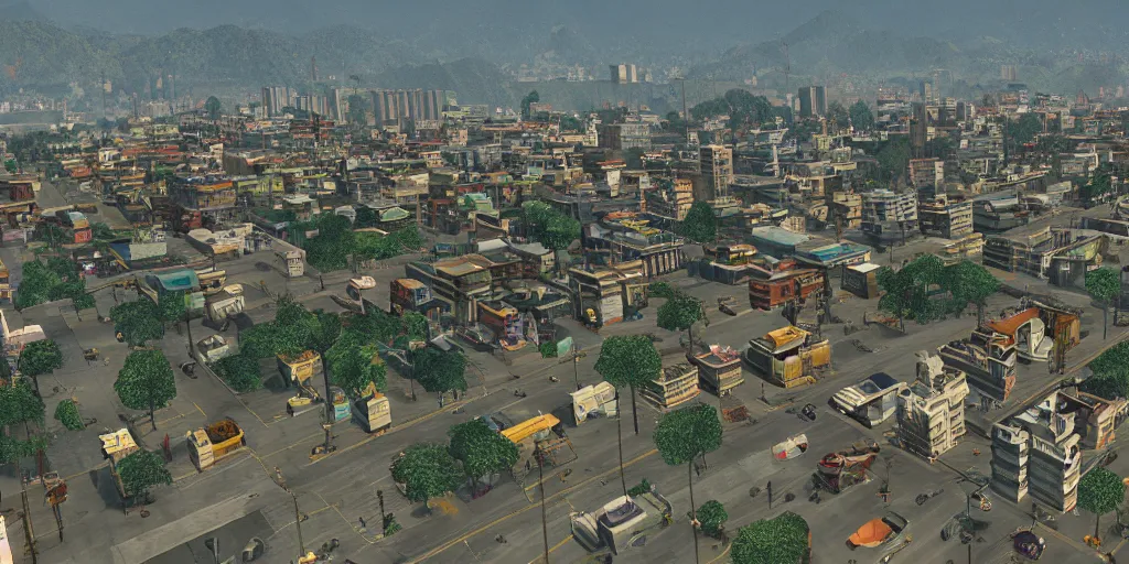 Image similar to guatemala city if it was a game like grand theft auto v