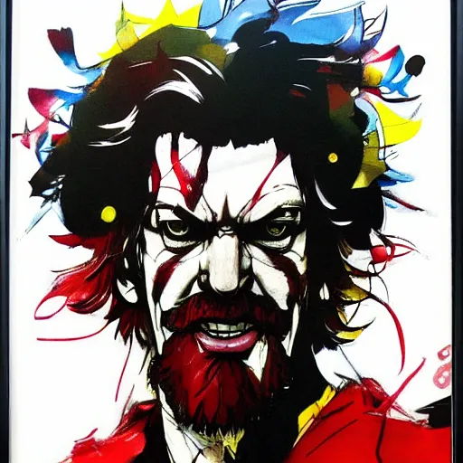 Prompt: Portrait, Ronald McDonald!! King of the world!!!, Feeling miserable, by Yoji Shinkawa