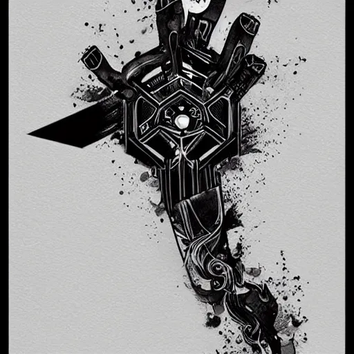 Image similar to Transhumanist tattoo designs, Award Winning Tattoos, Minimalist, trending on ArtStation, high contrast