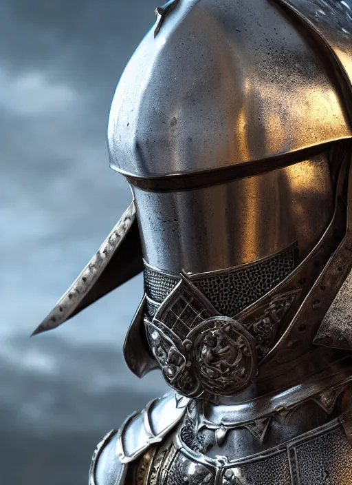 Prompt: medieval knight with a large moustache, fantasy, cinematic, ultrarealistic, intricate detail, finely detailed, small details, extra detail, high resolution, 3 d, volumetric lighting, octane render, 8 k, ultradetailed, photorealistic