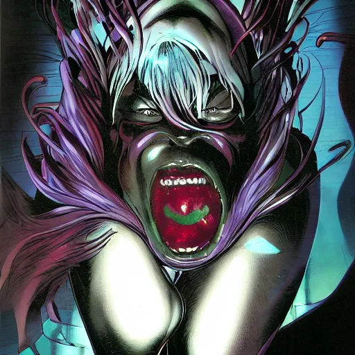 Image similar to closeup of face melting in agony, inside dark oil, frontal picture, by masamune shirow, josan gonzales