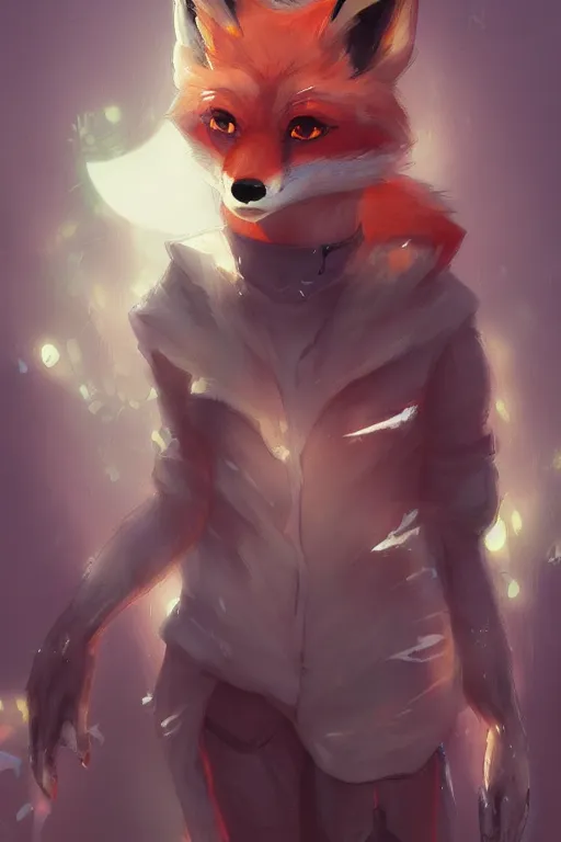 Image similar to a fox fursona, trending on artstation, by kawacy, furry art, digital art, cyberpunk, high quality, backlighting