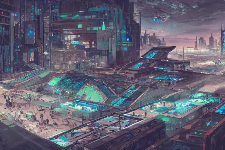 Image similar to a cyberpunk, sci-fi skatepark, trending on art station, detail, dystopian