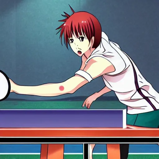 Prompt: table tennis match, anime style