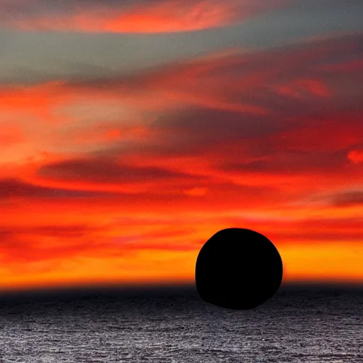 Image similar to sunset with a blackhole instead of the sun