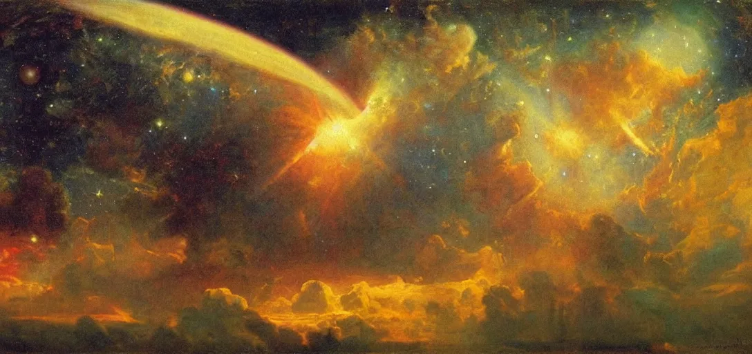 Prompt: Space Dreams in the Sky by Frederic Edwin Church