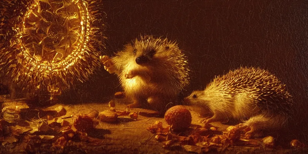 Image similar to a hedgehog, intricate, epic lighting, renaissance oil painting, 8 k resolution