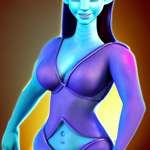 Prompt: christina hendricks as avatar nickelodeon characters, 3 d render, blender,