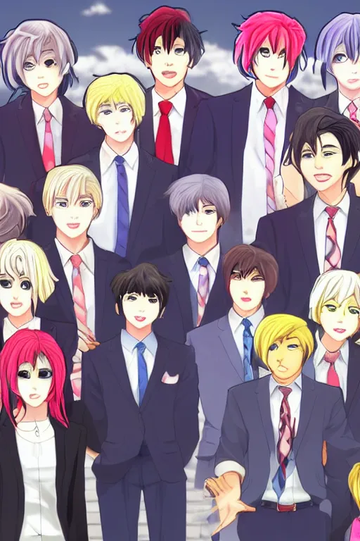 Prompt: dating sim sprite of donald trump, otome, bishounen, in a anime dating sim on steam