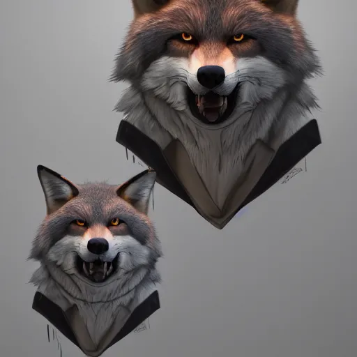 Prompt: character design, anthropomorphic wolf wearing fox mask, in the style of killian eng kawase hasui, artstation trending, 8 k, photorealistic, volumetric lighting caustics, surreal