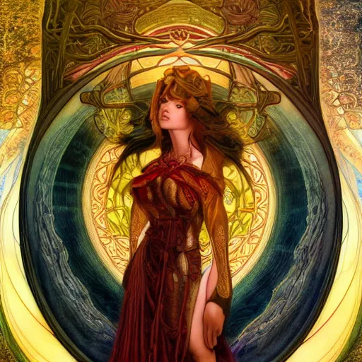 Image similar to an portrait of a beautiful alluring female demon goddess with fire in her glowing eyes, detailed, centered, digital painting, artstation, concept art, donato giancola, Dante Gabriel Rossetti, alphonse mucha, Joseph Christian Leyendecker, WLOP, Boris Vallejo, Breathtaking, 8k resolution, extremely detailed, beautiful, establishing shot, artistic, hyperrealistic, beautiful face, octane render