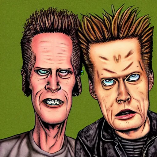 Prompt: Beavis and butthead in a rock band, photo realism