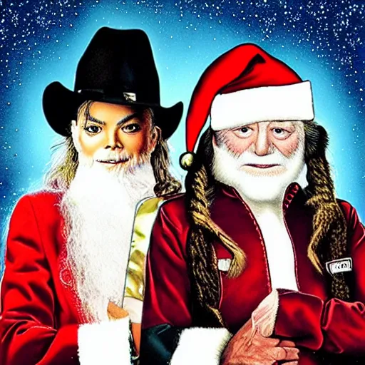 Image similar to album cover for michael jackson and willie nelson's christmas album