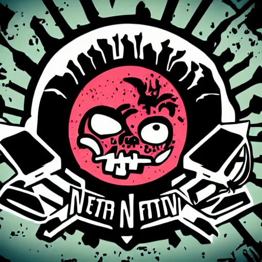 Image similar to zombie nation logo. vector graphics illustrated by jim davis