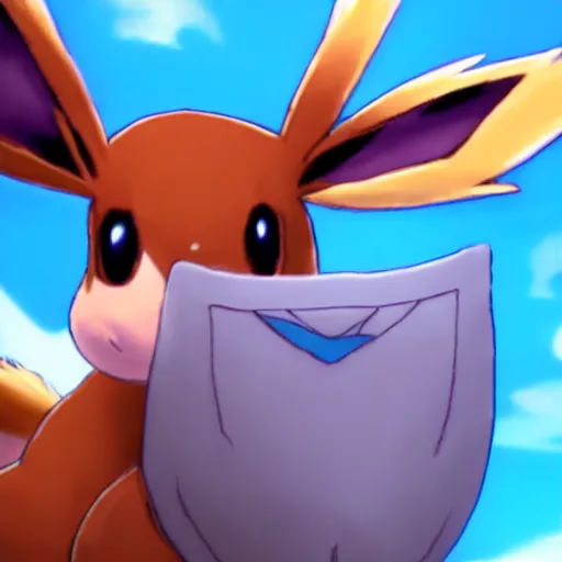 Image similar to eevee sitting in its pokemon trainer's lap, realistic, pokemon - c 1 5