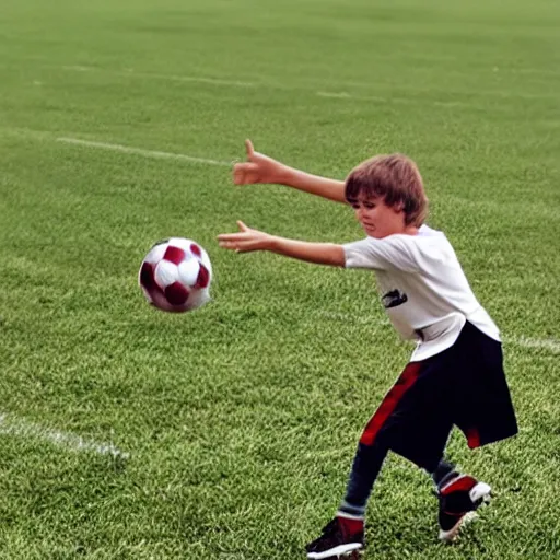 Prompt: jar jar beans doing football tricks