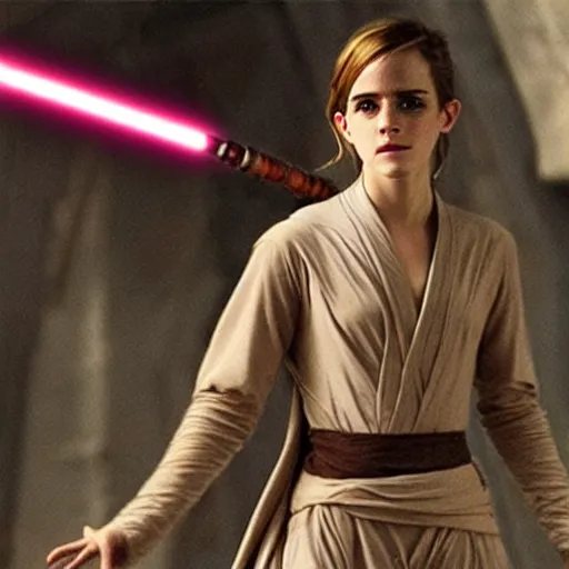 Prompt: emma watson as a jedi knight, high high high quality