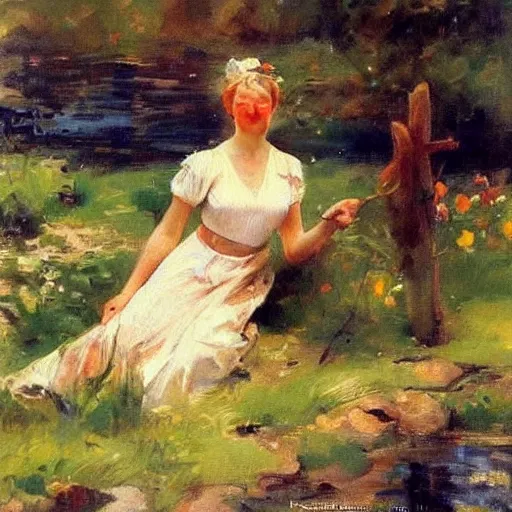 Prompt: calm landscape by anders zorn, vladimir volegov, picasso, art frahm, gil elvgren