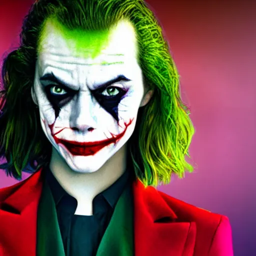 Image similar to Emma Stone as The Joker awe inspiring 8k hdr