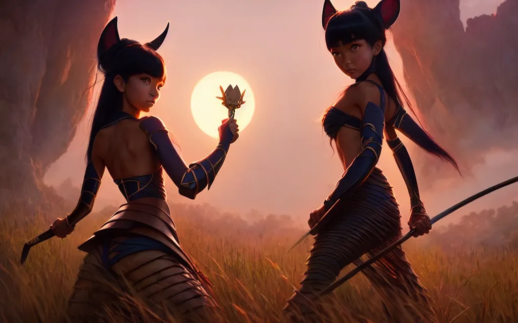 Image similar to weta disney pixar movie shot of madison beer : : as samurai warrior catgirl by pixar : : by weta, greg rutkowski, wlop, ilya kuvshinov, rossdraws, artgerm, marvel, unreal engine, pearlescent, bright morning, anime