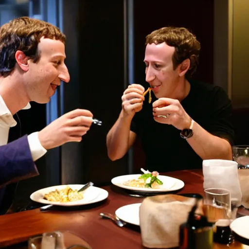 Image similar to Gul dukat eating dinner with Mark Zuckerberg at the four seasons