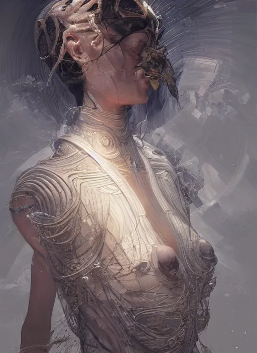 Image similar to avatar poet, physically accurate, moody dynamic lighting, very very intricate, very very elegant, highly detailed, digital painting, artstation, HR GIGER, Hieronymus Bosch, Francis Bacon, concept art, smooth, very beautiful, sharp focus, illustration, art by artgerm and greg rutkowski and alphonse mucha