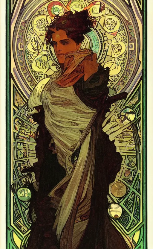 Image similar to the magician, major arcana, tarot, concept art, smooth, sharp focus, illustration, art by alphonse mucha