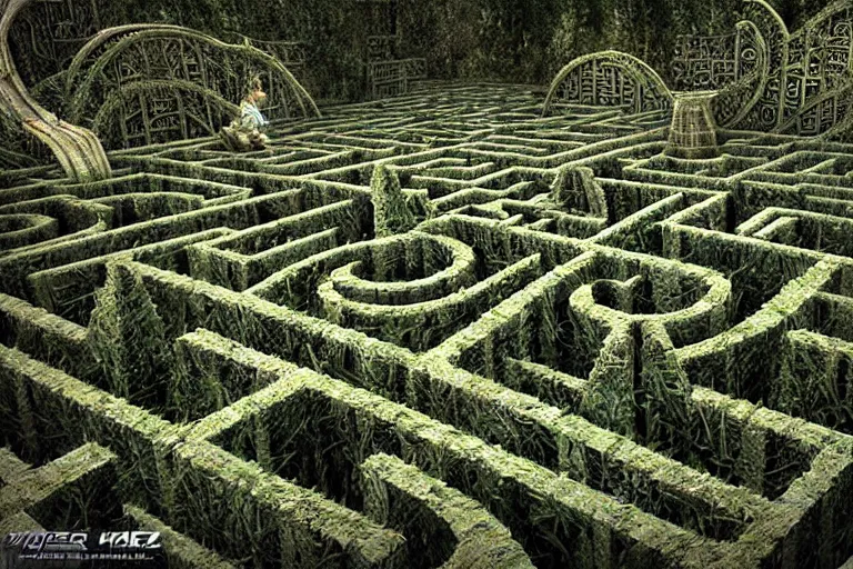 Prompt: hyper detailed sewerpunk hedge maze by aleksi briclot, insanely 3 d