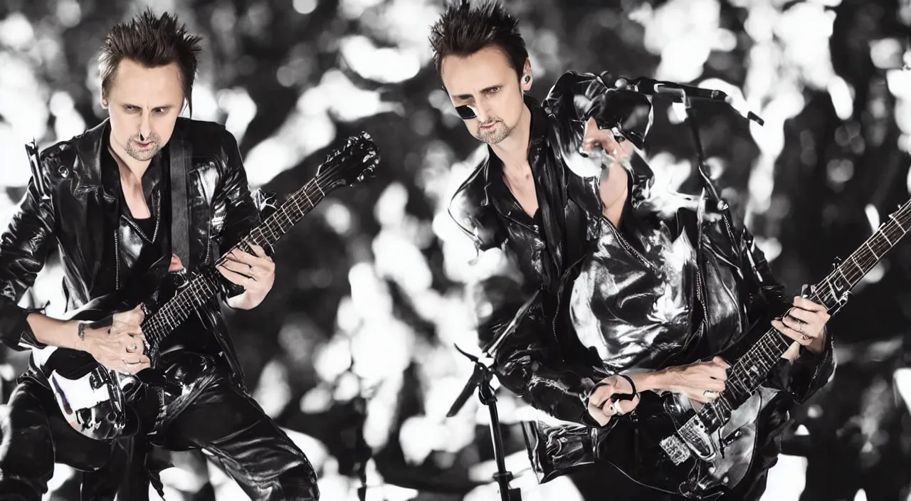 Image similar to matt bellamy playing guitar, 2 0 1 5 live music video, official music video