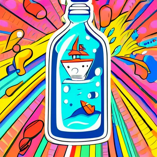 Image similar to Ship in a bottle, sticker, colorful, illustration, highly detailed, no jagged lines, vector art, smooth