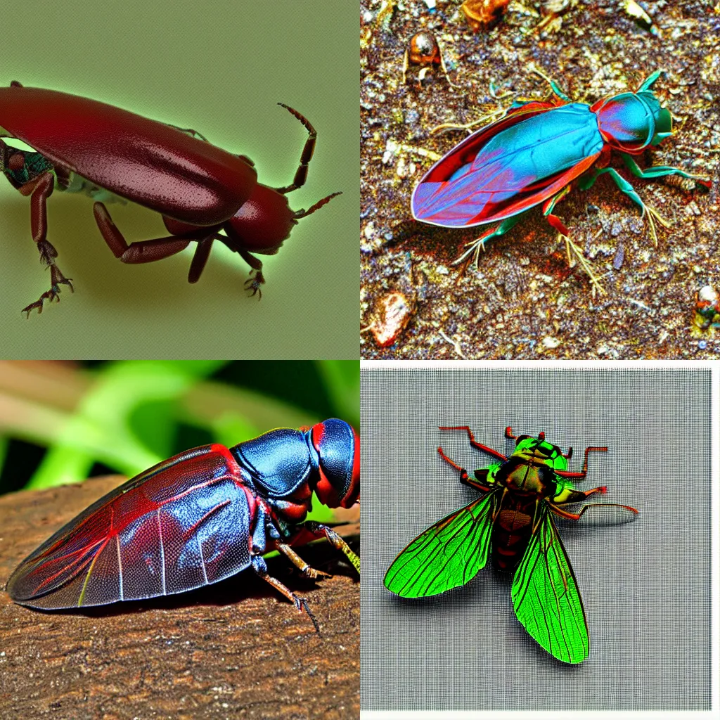 Prompt: 3 d anaglyph photograph of a cicada