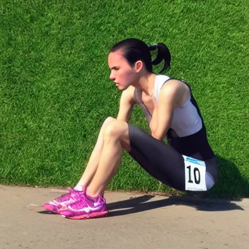 Image similar to “a skinny android in a crouching position before a race”