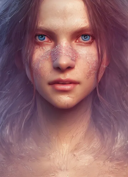 Image similar to belle, au naturel, hyper detailed, digital art, trending in artstation, cinematic lighting, studio quality, smooth render, fluorescent skin, unreal engine 5 rendered, octane rendered, art style by klimt and nixeu and ian sprigger and wlop and krenz cushart