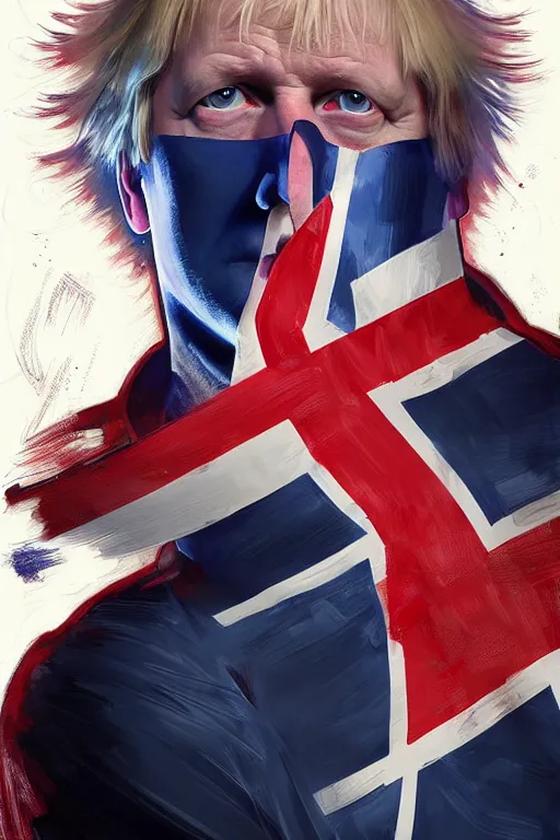 Prompt: Boris Johnson as a superhero with Union Jack flag, portrait, highly detailed, digital painting, artstation, concept art, smooth, sharp focus, soft volumetric lights, illustration, cinematic lighting, art by artgerm and greg rutkowski and alphonse mucha