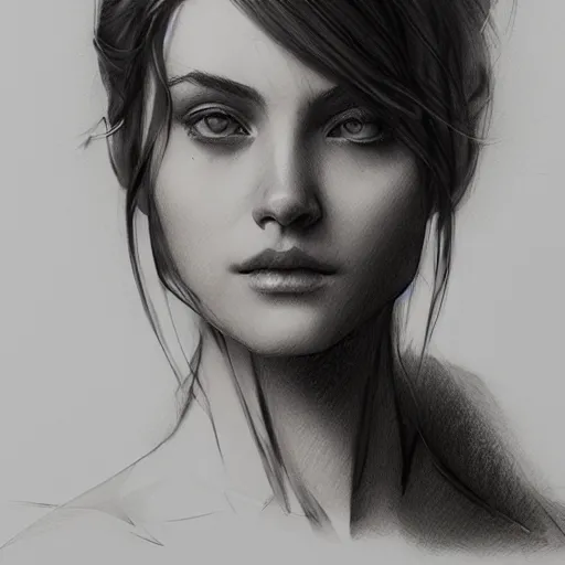 sketch of a beautiful young woman, pencil art, ink and | Stable ...