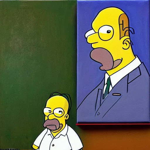 Image similar to a portrait painting of homer simpson painted by claude monet
