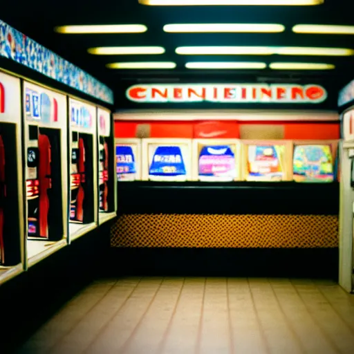 Image similar to cinestill 5 0 d photograph of the inside of an empty convenience store, liminal space, lonely, mannequins, black mold, cinema 4 d, 3 5 mm, raw, unedited, 8 k, hd, the fifth element