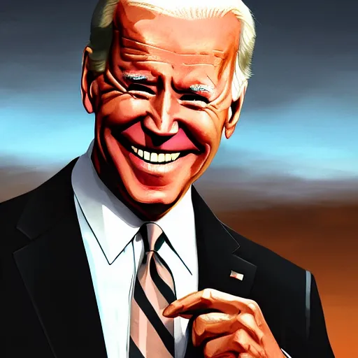 Prompt: joe biden smiling with blood in his face while behind him the world is burning, dramatic lighting, cinematic, establishing shot, extremly high detail, photorealistic, cinematic lighting, artstation, style by James Gurney