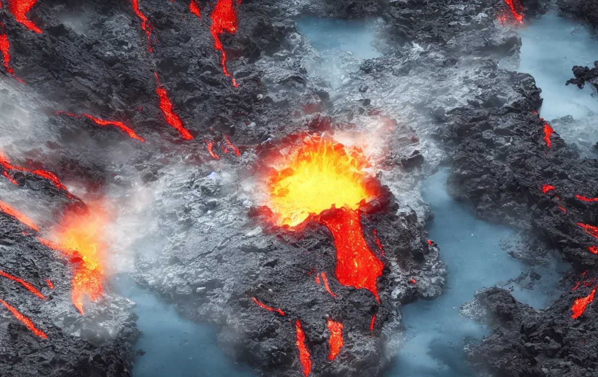 Image similar to volcanic water, photorealistic, highly - detailed, 4 k, ue 5, light effect, rtx on, realistic, cinematic, imax quality, trending on artstation