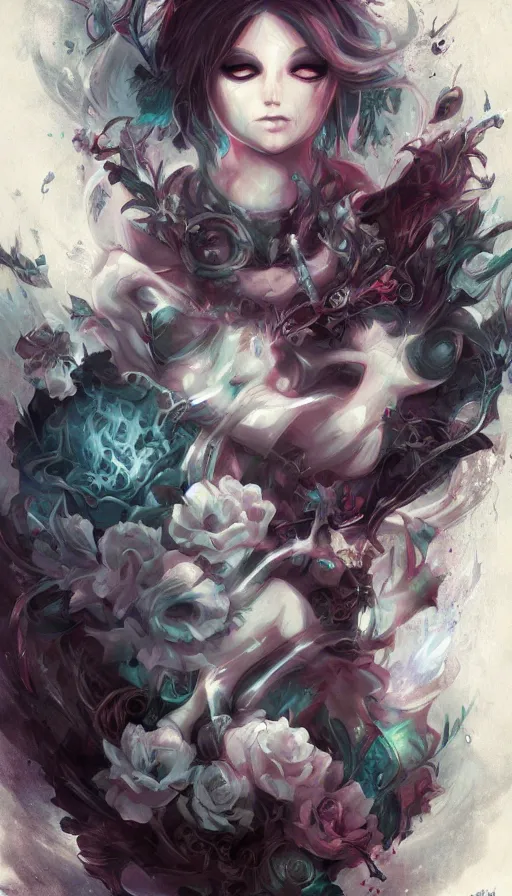 Image similar to life and death mixing together, by ross tran