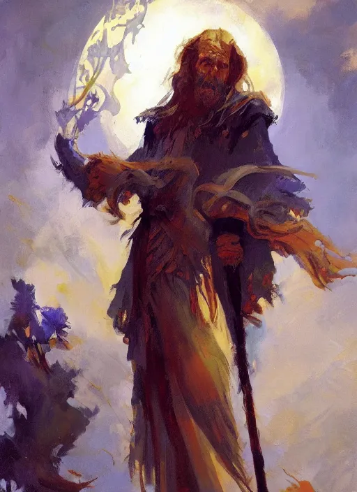 Image similar to a highly detailed beautiful portrait of a necromancer, fantasy, by gregory manchess, james gurney, james jean