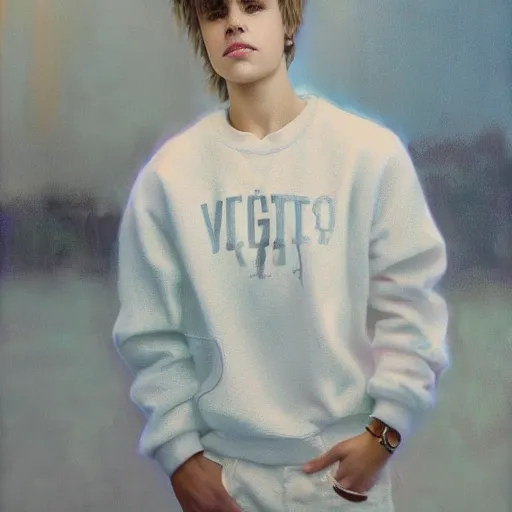 Image similar to justin bieber in milk, cottage core, cinematic focus, polaroid photo bleached vintage pastel colors high - key lighting, soft lights, foggy, by steve hanks, by lisa yuskavage, by serov valentin, by tarkovsky, 8 k render, detailed, oil on canvas