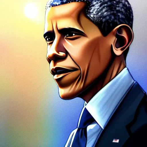 Image similar to beautiful makoto shinkai anime style digital painting portrait of barack obama in the white house, 4 k, 8 k, hd, high resolution, highly detailed, intricate detail, ultra realistic faces, digital art, trending on artstation, your name, weathering with you