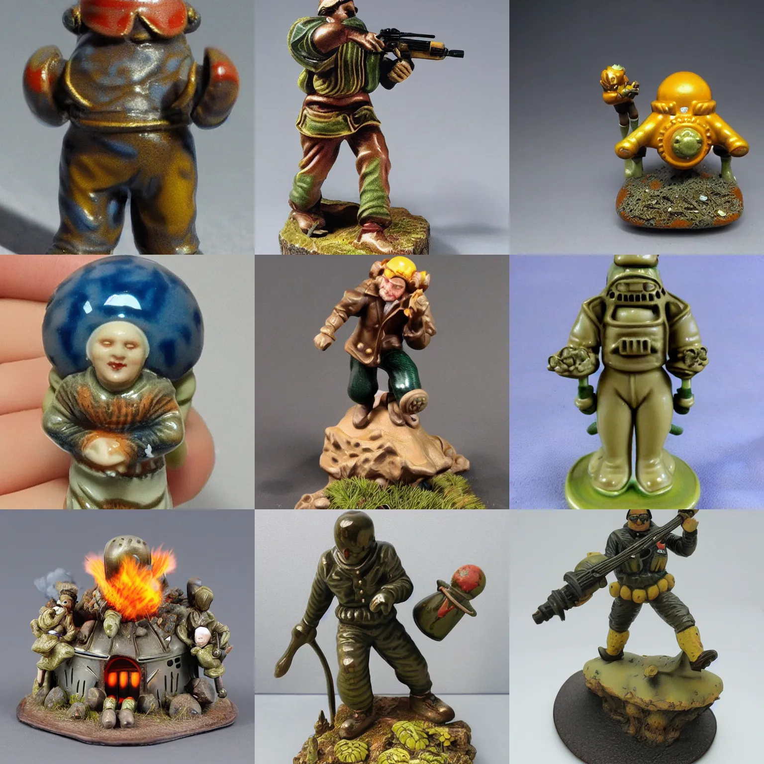 Prompt: hummel ceramic figurine miniature intricate nuclear explosion