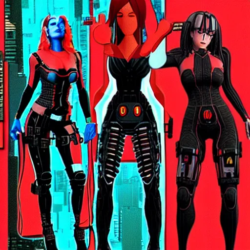 Prompt: oni,Black Widow, cyberpunk